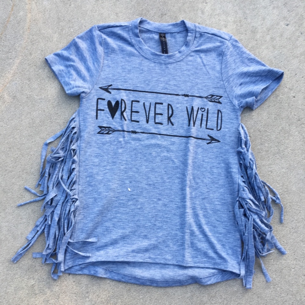 A Blue shirt with fun frizzies for kids